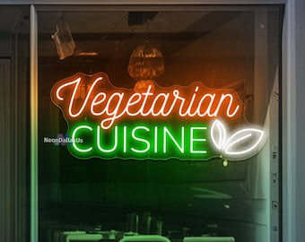 Vegetarian Cuisine Neon Sign Vegan Led Sign Custom Vegetable Neon Sign Vegetarian Restaurant Wall Decors Vegetarian Food Healthy Light Sign