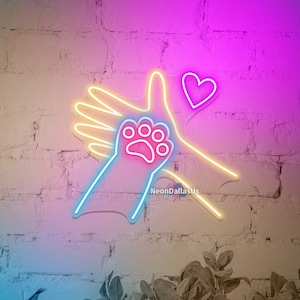 Cat Neon Sign Cat Led Light Custom Cats Paws Led Sign Paws Neon Sign Kitty LED Neon Light Sign Pet Led Light Cat Wall Art Pet Room Decors