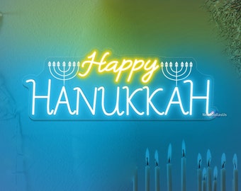 Hanukkah Decor Hanukkah Neon Sign Hanukkah LED Light Menorah Chanukah Hanukkah Decorations Jewish Decor Holiday Decor Hebrew Sign