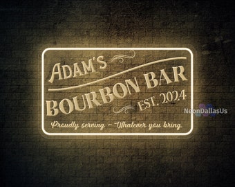 Vatertagsgeschenk, Vintage-Design, individuelles Neon-Barschild für Papa, beleuchtetes Barschild, Hausbar, personalisierte Outdoor-Bar, LED-Licht, Mancave-Geschenk, Ehemann