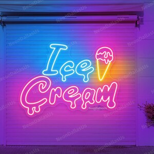 Tropfendes Eis Leuchtreklame Schmelzendes Eis Neonlicht Eistüte LED-Licht Eiscreme LED-Schild Eiscreme Raum Wandkunst Shop Dekore