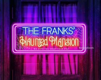Haunted House Sign Personalized Scary Mansion Neon Sign Custom Halloween Neon Sign Halloween Decor Halloween Gift Spooky Neon Sign
