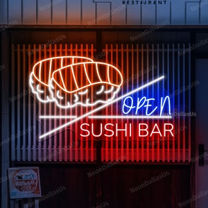 Sushi Bar Neon Sign Sushi Bar LED Light Sushi Neon Sign Bar Open Sign Restaurant Open Neon Light Japanese Restaurant Sign Restaurant Decors