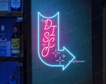 Disco Sign Disco Neon Sign Disco Decor Disco Bar Cart Decor Disco Decoración Fiesta Peculiar Wall Art Retro Motel Sign Glitter Decor