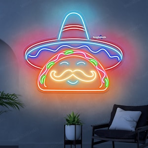 Tacos néon néon Tacos lumières LED Tacos mexicain néon enseigne Tacos enseigne Tacos Decors Tacos art mural boutique mexicaine décorations murales restaurant mexicain