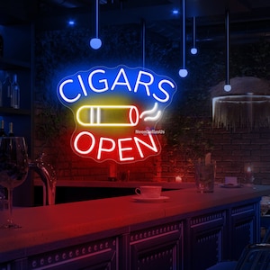Insegna al neon "Sigari aperti", insegna al bar per sigari, insegna al pub, insegna al neon "Bar aperto", insegna al neon con luce a LED per sigarette, insegna al neon personalizzata, decorazioni per caverne per uomini