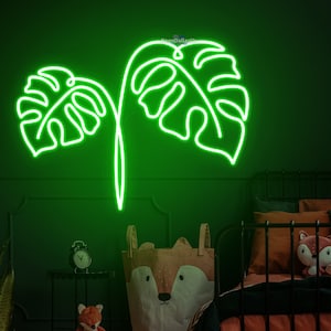 Monstera Neon Sign, Monstera Leaf Led Sign, Plant Neon Sign, Bedroom Decor, Monstera Leaf Neon Signs, Green Leaf Led Lights Mothers Day Gift