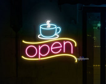 Coffee Open Sign Coffee Cup Neon Sign Coffee Neon Light Sign Neon Sign Coffee Shop Neon Sign Coffee Bar Sign Custom Light Up Sign Coffee