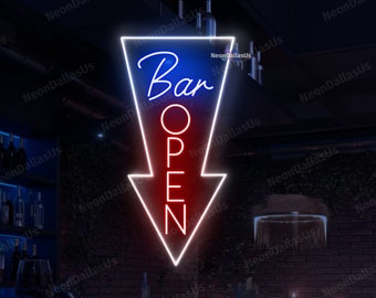 Bar Open Neon Sign Bar Open Led Light Bar Neon Light Open Bar Sign Bar Pub Sign Open Bar Decors Open Arrow Neon Sign Open Sign Wall Decors