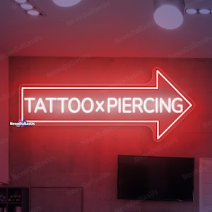 Tattoo And Piercing Neon Sign Tattoo Piercing Arrow LED Lights Piercing Room Wall Decors Tattoo Studio Neon Sign Custom Tattoo Room Sign