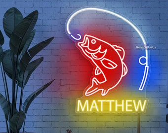 Custom Fish Neon Sign Fish Name Sign Fishing Sign Fishing Gifts For Men Neon Fish Sign Fishing Light Sign Fishing Wall Art Fishing Decors