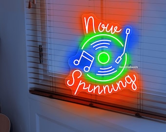 Now Spinning Retro Record Player Neon Sign Retro Record Neon Light Retro Music Player Led Neon Sign Now Spinning Wall Art Music Room Decors