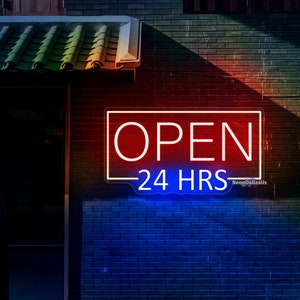 Open 24h Neon Sign Open 24hrs Light Open Sign Bar Neon Sign Custom Neon ...