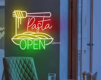 Pasta Open Neon Signs Custom Food Led Sign Reataurant Light Neon Kitchen Wall Decors Food Shop Sign Personalized Opening Gifts Pasta Lover