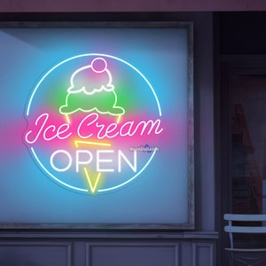 Eis geöffnet Leuchtreklame Eis LED-Licht Eisdiele Lichter Eisdiele Dekore geöffnet Neonschild Eisdiele Wandkunst Eröffnung Geschenke