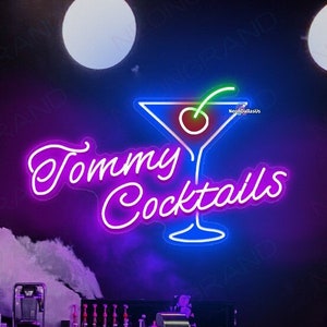 Benutzerdefinierte Bar Open Neon Schild für Bar Cocktail Name Neon Schild Benutzerdefinierte Neon Bar Schild Personalisierter Name Cocktail Bar Neonlicht Bier Pub Wand Dekor