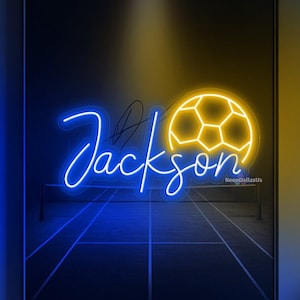 Soccer Name Neon Sign Soccer Light Sign Sport Led Sign Custom Personalized Name Nursery Sign Kids Name Soccer Gifts Teenage Boy Room Decor