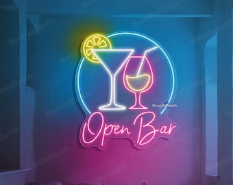 Insegna Personalizzata Per Gin Bar, Rosa Neon Cocktail A4 Neon Bar Segno - Foto 11