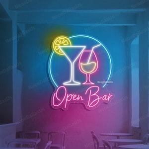 Open Bar Leuchtreklame Open Bar LED-Lichter Bar Licht Cocktail Saft Obst Leuchtreklame Cocktail Wanddekore Bar Club Neonlicht Trinken LED-Schild