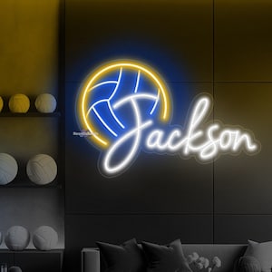 Volleyball Neon Sign Custom Volleyball Name Led Light Nursery Name Sign Volley Ball Gifts Personalized Name Custom Kid Name Room Wall Decors