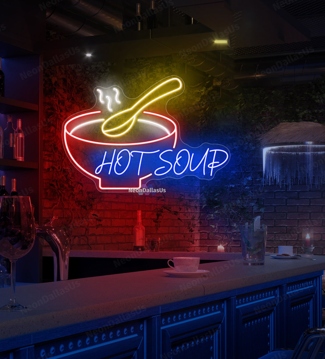 Soup Sign Led Hot Soup Neon Sign Hot Soup LED Neon Light Soup Wall Art Restaurant ...
