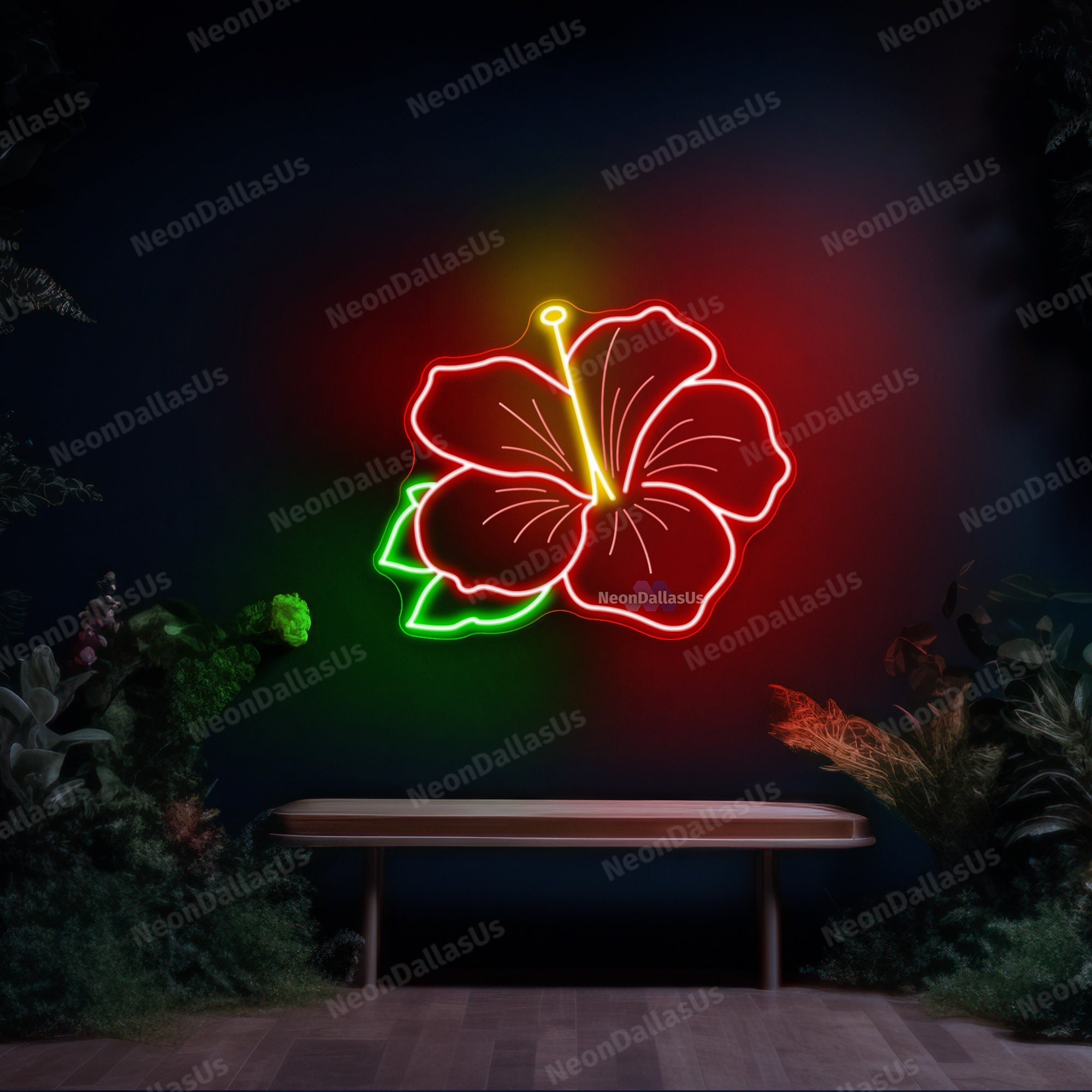 Hibiscus Neon Sign Custom Hibiscus Flower Neon Light Flower LED