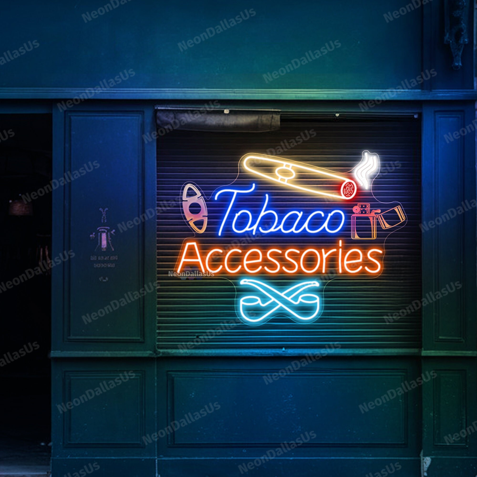 Tobacos Neon Sign Tobacos & Accessories Sign Tobacco Shop Sign Cigarettes Cigars Pipes Smoking Cigar Lounge Sign Tobacco Shop Wall Decors