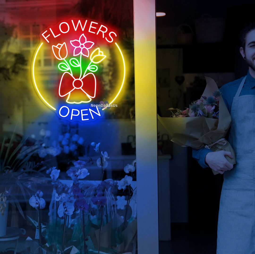 Flower Shop Sign Flowers Open Neon Sign Flowers Neon Light Custom