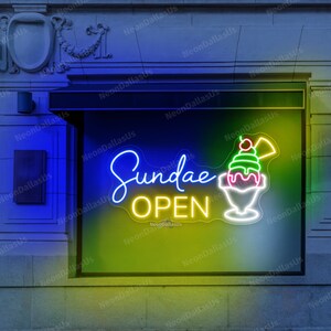 Sundae Lettering Ice Cream Sundae Bar Sign Sundae Neon Sign Ice Cream LED Sign Ice Cream ...
