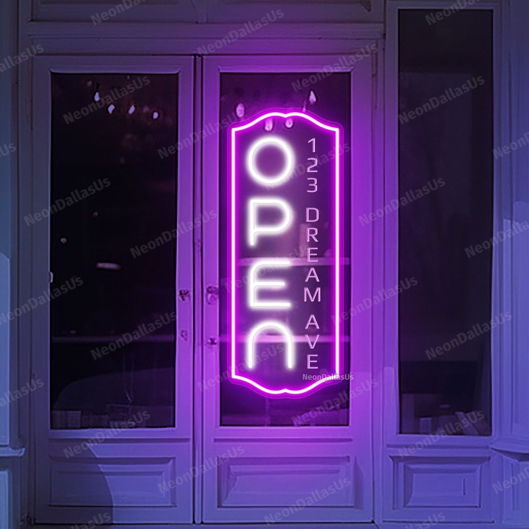 Open Vertical Address LED Sign Open Vertical Style LED Neon Sign Open ...
