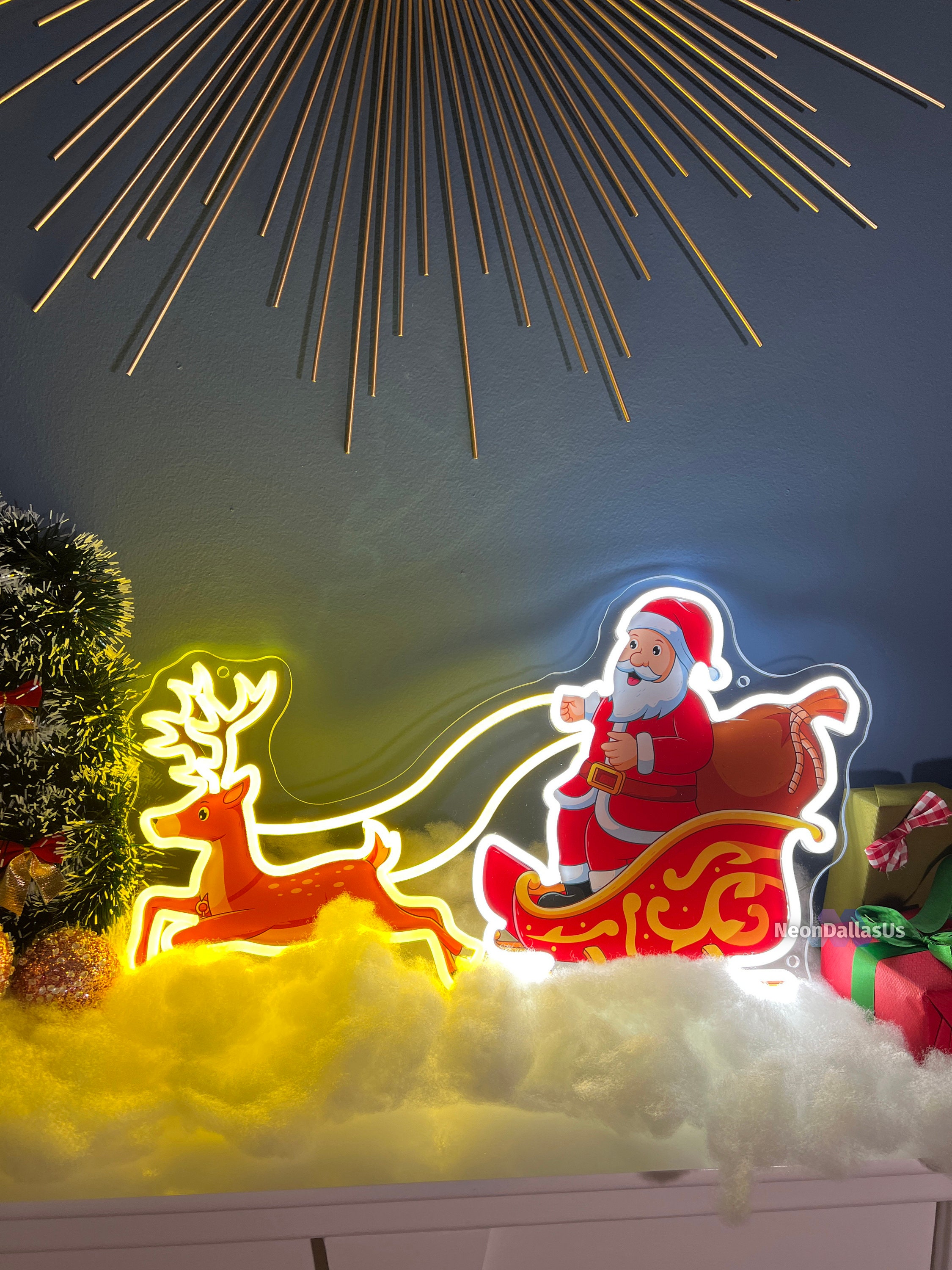 Santa Claus ランプ Xmas ライト christmas 置物 レア Goplus Lighted Christmas Santa Claus with Reindeer, Santa on