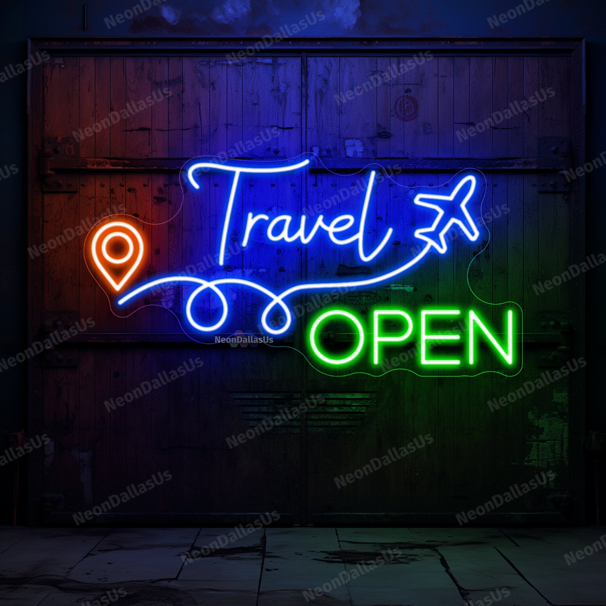 Travel Open Neon Sign Travel Open Neon Light Travel LED Lights