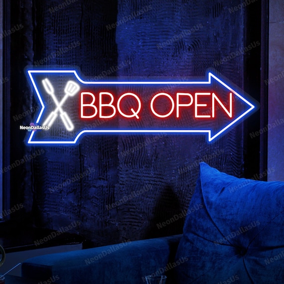 BBQ Open Neon Sign BBQ LED Lights Bbq Bar Neon Light Custom Bar Grill Restaurant Wall Decorations Restaurant Wall Art Food Store Bar Sign