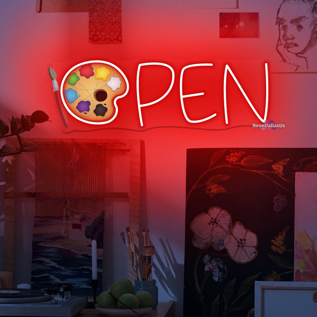 Paint Palette Neon Sign Palette Led Light Paint Art Open Neon Sign