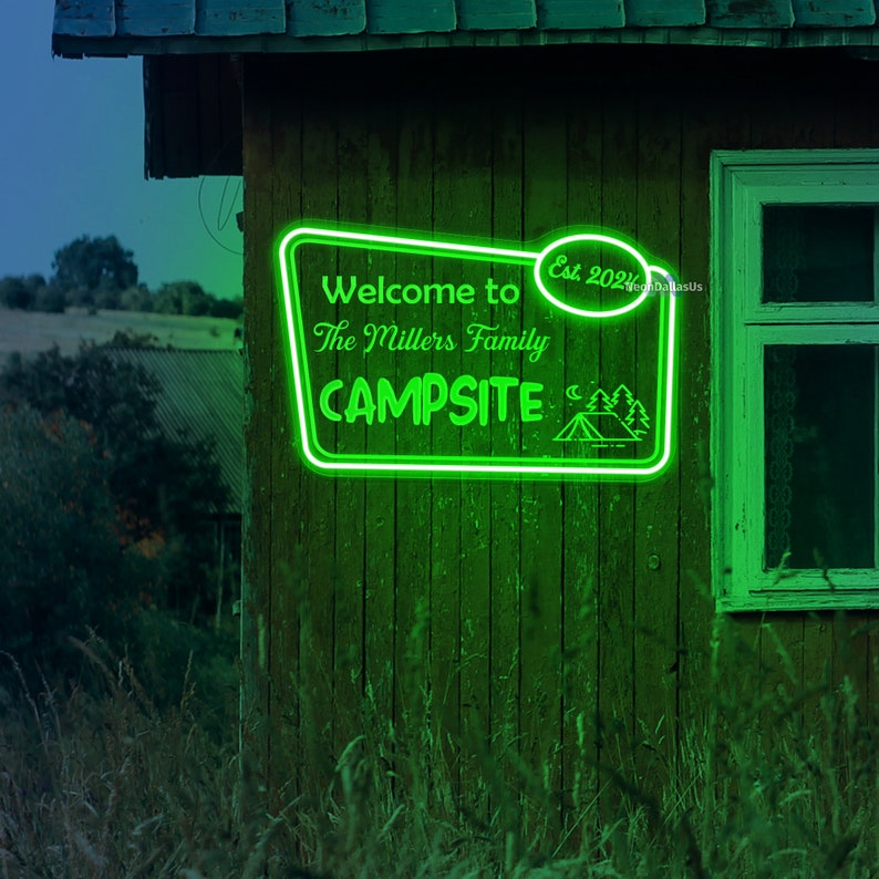 Welcome to Campsite Happy Camper Neon Sign Custom Campsite Personalized ...