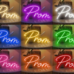 Prom Neon Sign USB Battery Operated Name Sign Prom Backdrop Prom Decors Booth Sign Custom Grad Party Graduation Decorations Neon Prom Sign