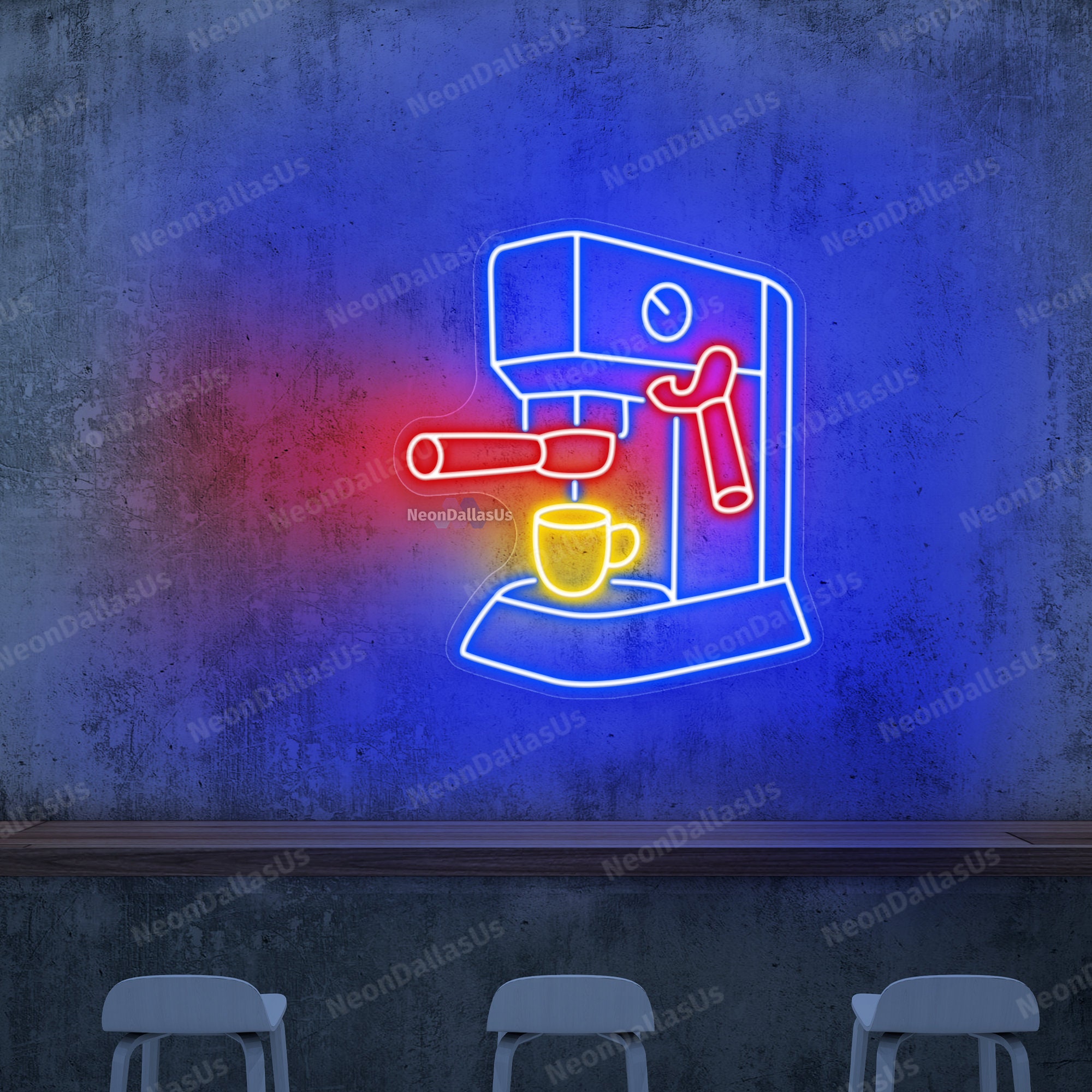 Coffee Machine Neon Sign Coffee Bar Sign LED Light Coffee Shop Decor ...
