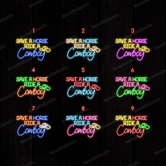 Save A Horse Ride A Cowboy Neon Sign Cowboy LED Light Western