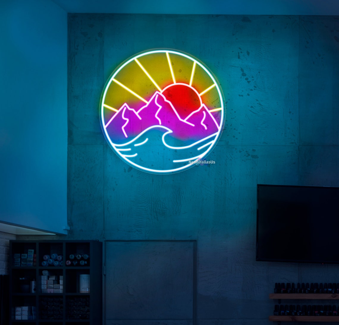 Sun Wave Neon Sign Sun Wave Led Sign Sunwave Neon Light Sunrise Sunset ...