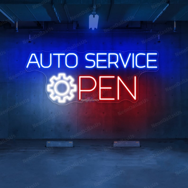 Vehicle Service Sign Auto Service Neon Sign Auto Service Open Sign Car Service Led Sign ...