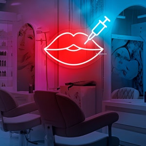 Insegna LED Al Neon Botox Filler Per Labbra | Luci Dimmerabili Per Studio Medspa E Decorazione | Cartello Luminoso USB Regalo (Rosa/Neon) - 2