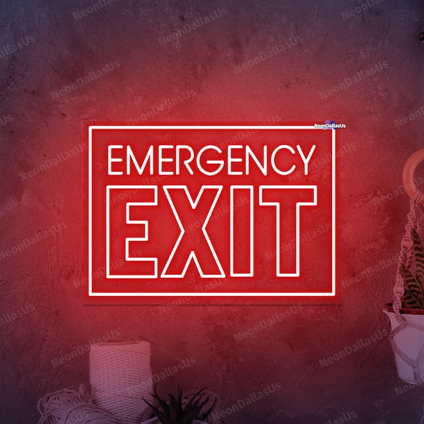 Emergency Exit Neon Sign Emergency Exit LED Lights Exit Neon Sign Exit Way Led Sign Custom Exit Way Wall Decors Exit Restaurant Exit Wall