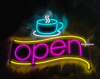 Coffee Open Sign Coffee Cup Neon Sign Coffee Neon Light Sign Neon Sign Coffee Shop LED Neon Sign Coffee Bar Sign Custom Light Up Sign Coffee