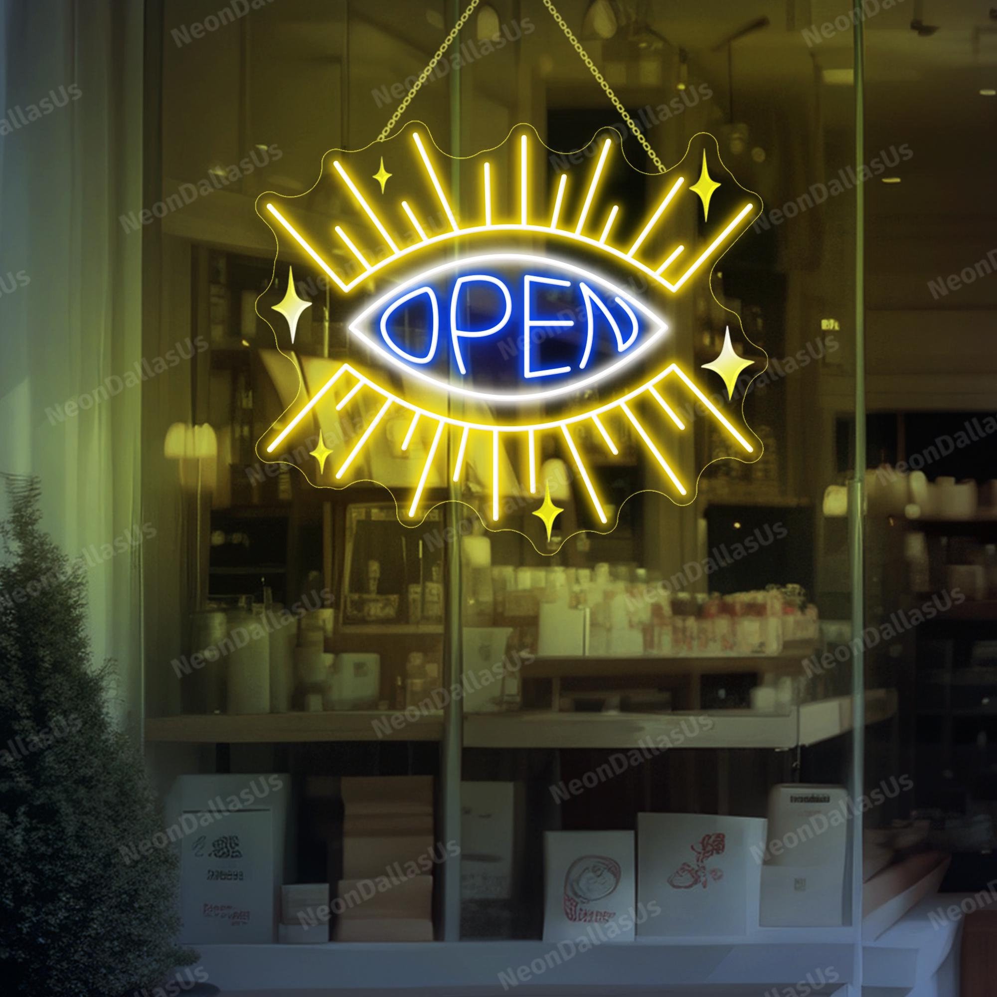 Lighted Open Sign Business Open Sign Light Up Open Sign Eye Open Sign Open Neon Sign Open LED Light Evil Eye Open Neon Sign