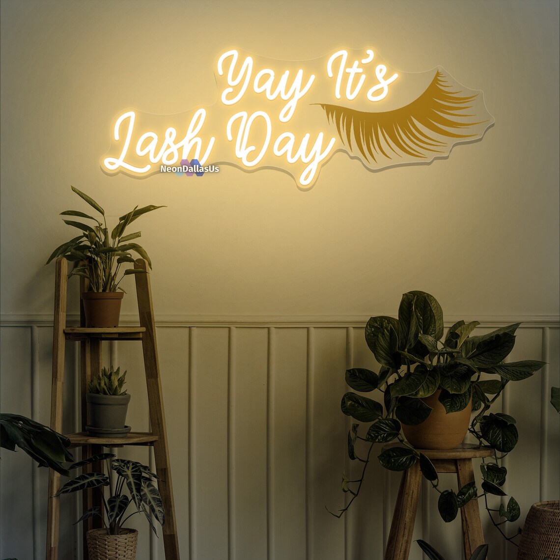 Led Neon Lashes Sign Yay It's Lash Day Neon Sign Custom Lashes Room Neon Sign Lash Salon ...