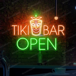 Tiki Bar Open Neon Sign Tiki Bar Led Light Custom Tiki Bar Personalized ...