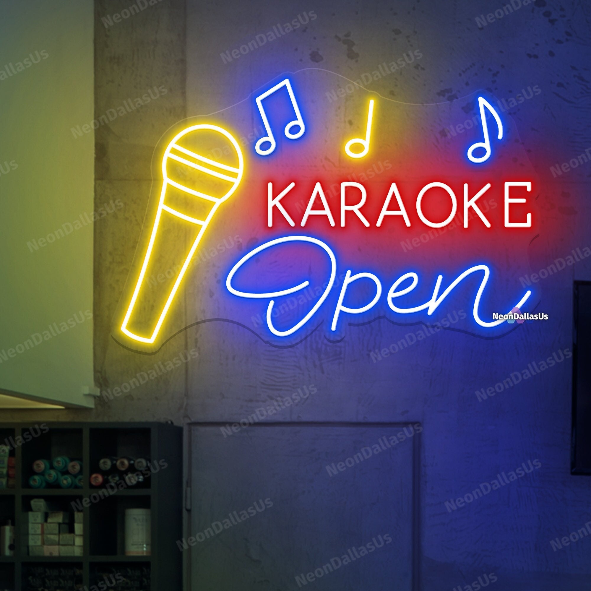 Karaoke Bar Neon LED Light Sign | Hanging Wall or Window Lit