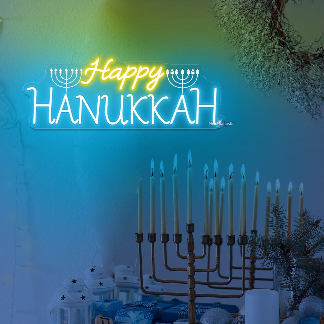Hanukkah Decor Hanukkah Neon Sign Hanukkah LED Light Menorah Chanukah