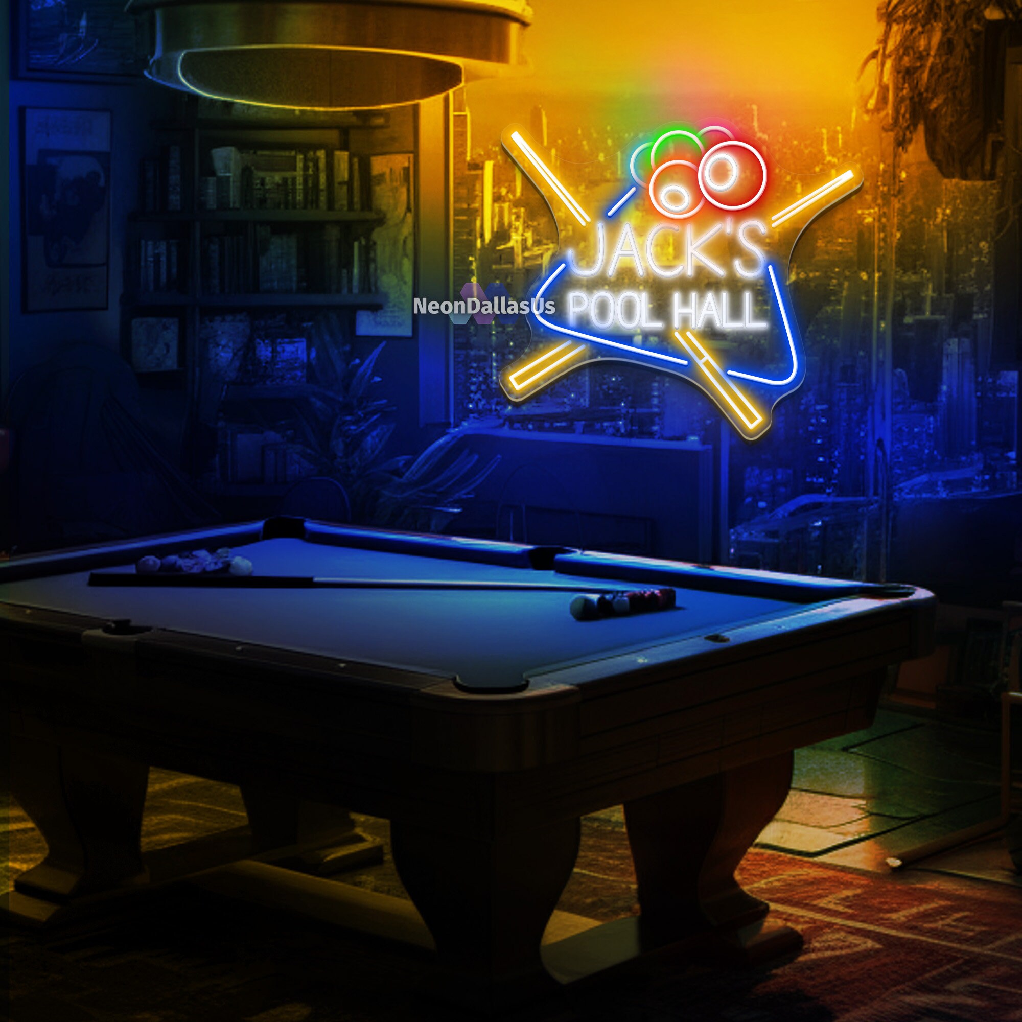 Pool Hall Neon Sign Pool Hall Led Sign Billiards Led Light Etsy