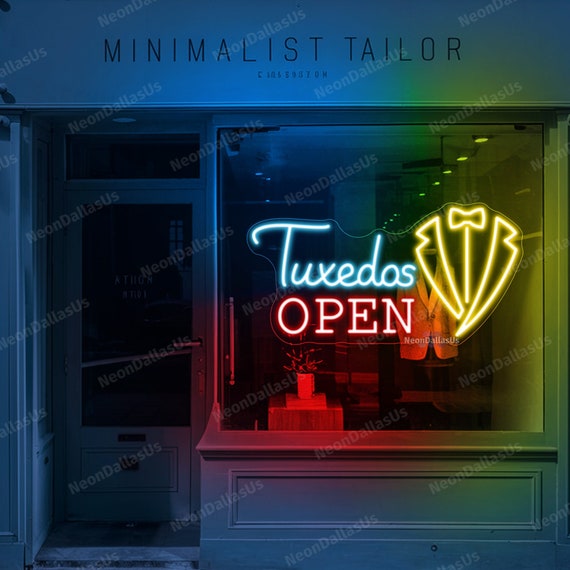 Tuxedos Open Neon Sign Tuxedos Open LED Light Tuxedo Led Sign 